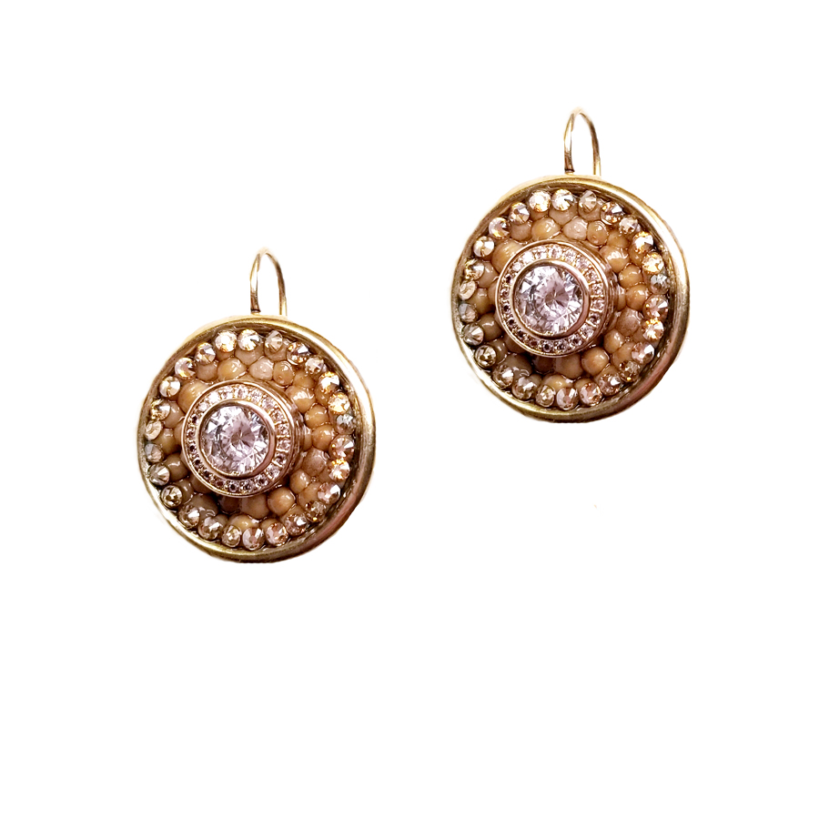 “Polished” Vintage Classic Round Gold and Crystal Round Earrings ...